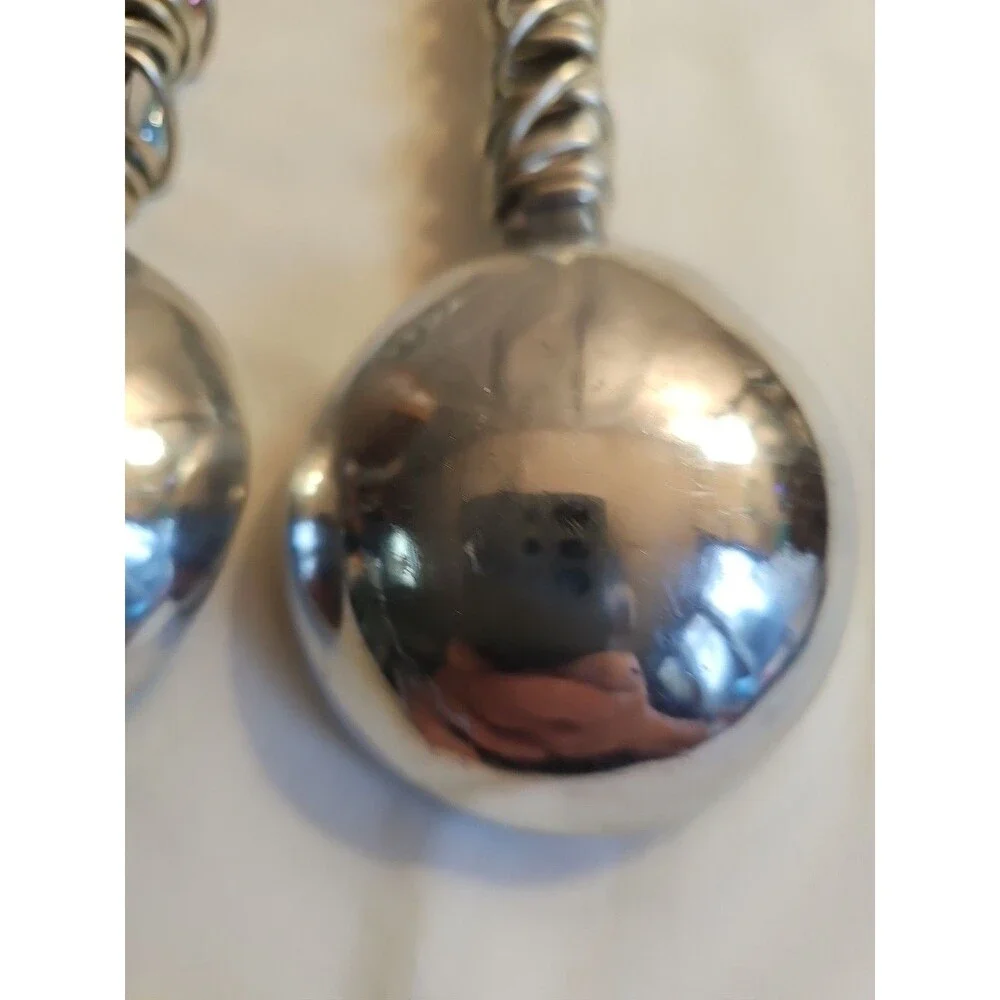 Dary Rees Salad Servers Vintage 1990s Pewter & Colorful Stones